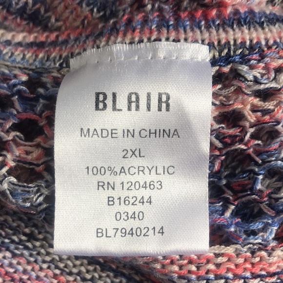 Blair multi color pastel yarn 3/4 sleeves open spring cardigan size 2XL - Picture 8 of 9